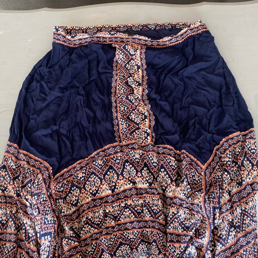 Blue patterned skirt